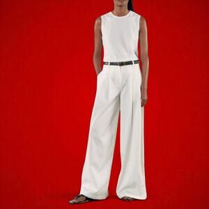 NILI LOTAN Dillon Pant Cotton White Super Wide Leg Pants - Size 2